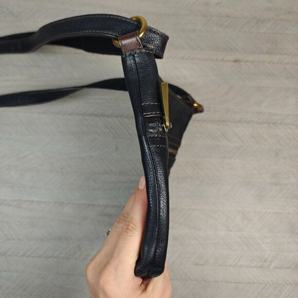 Vintage Fossil Voyager Black Pebbled Leather Crossbody Bag With Adjustable Strap - Picture 8 of 9